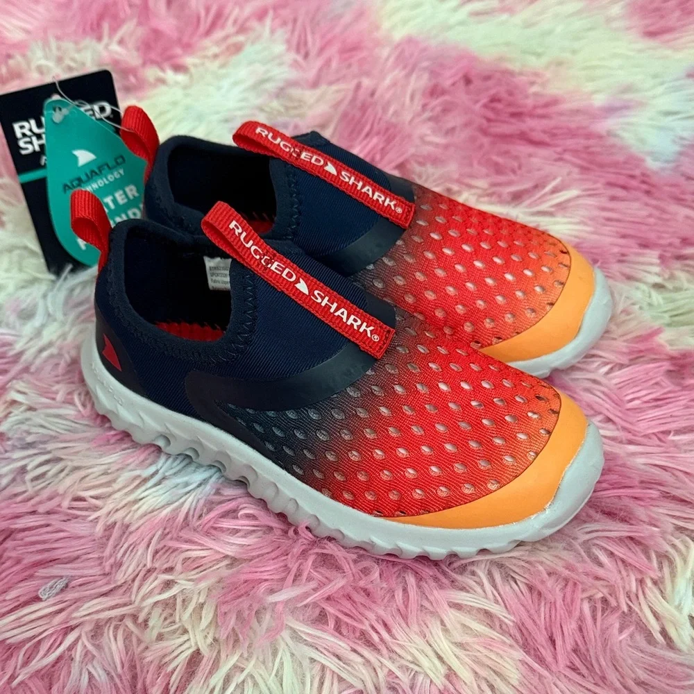 Rugged Shark Kids' navy blue and Orange Water Shoes